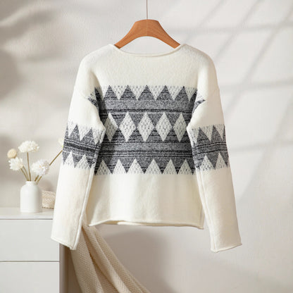 Pull femme en tricot avec un motif de vagues moderne et une coupe agréable Chic und Stil