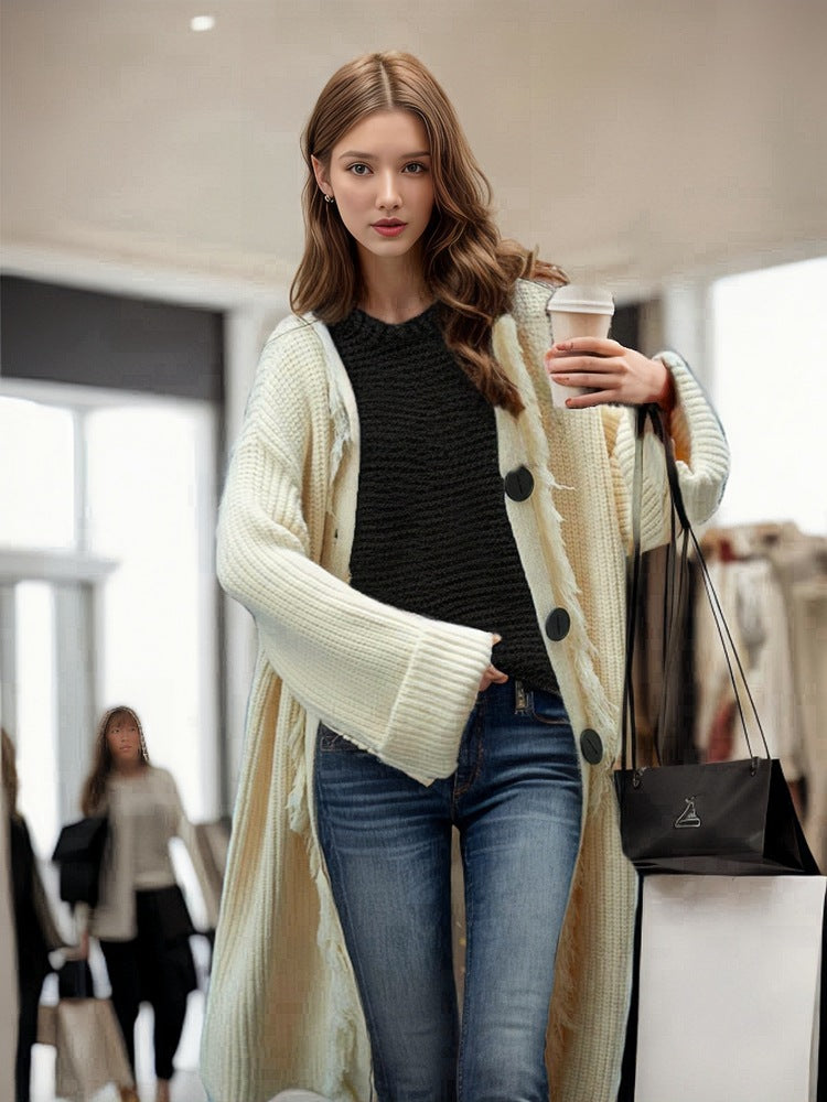 Cardigan en grosse maille pour femmes avec un design décontracté à franges Chic und Still
