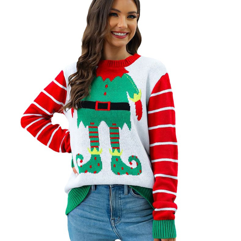 Pull en tricot de Noël pour femmes avec motif de fée ludique et détails colorés modernes Chic und Stil