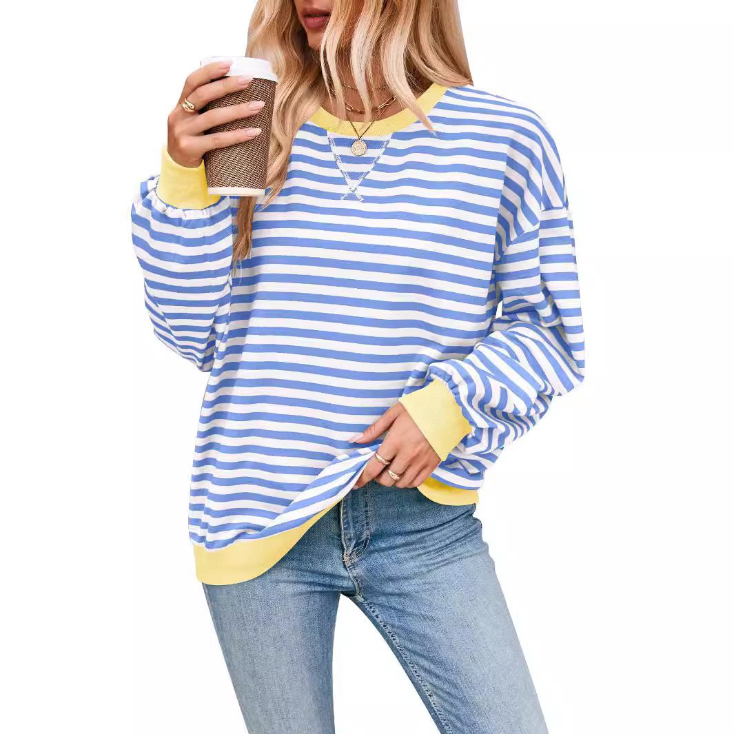 Femme pull décontracté avec motif rayé saisissant et bords élastiques Chic und Stil