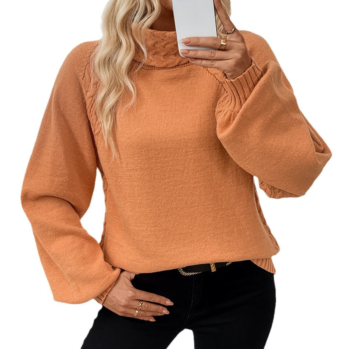 Pull en tricot pour femmes avec col montant Chic und Stil