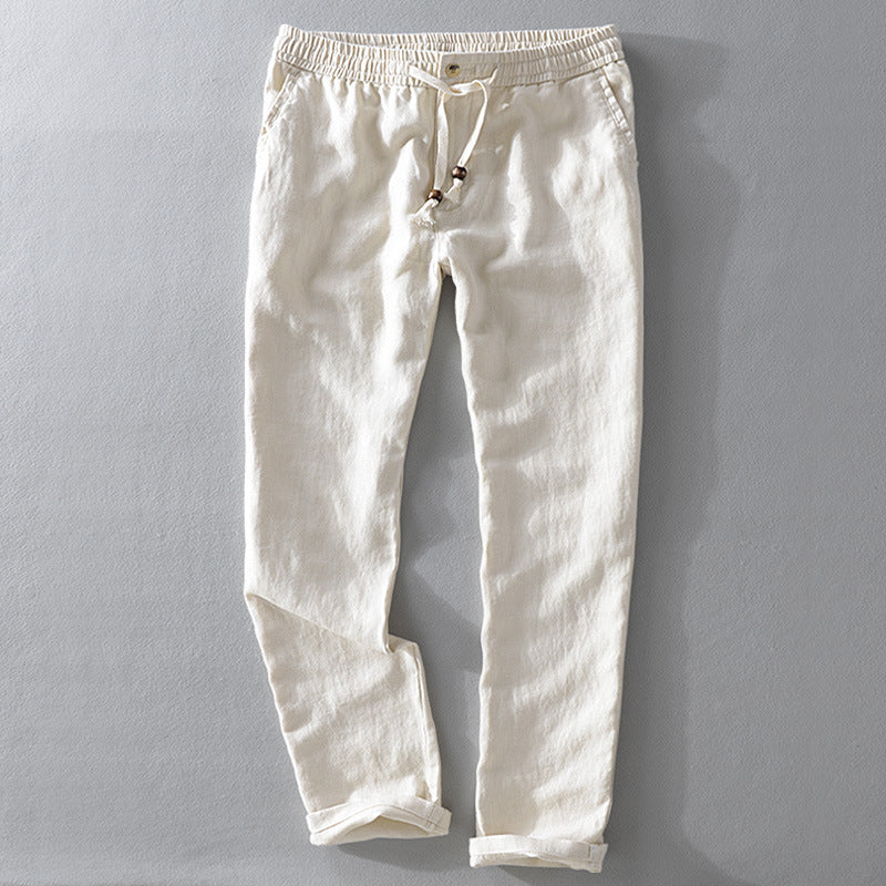 Casual linen pants for ladies with elastic waist and side pockets Chic and Style