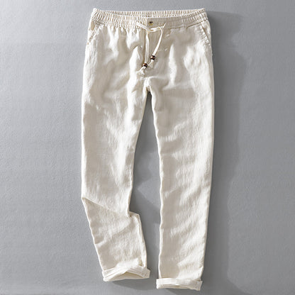 Casual linen pants for ladies with elastic waist and side pockets Chic and Style
