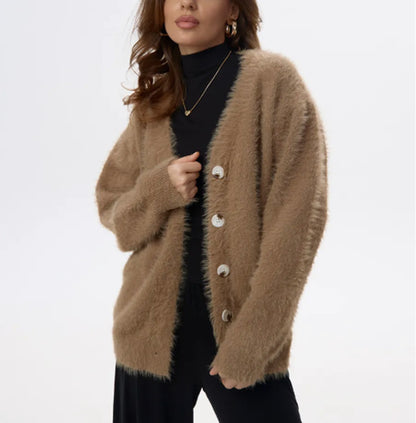 Dames Pull en laine douce avec boutons en perles et coupe décontractée Chic und Stil