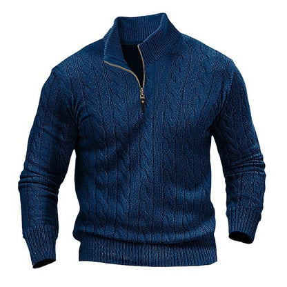 Pull en tricot stylé pour hommes avec col mi-ouvert et motif torsadé Chic und Stil