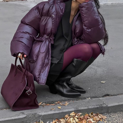 Dames Doudoune Oversized avec design matelassé visible et col montant Chic und Stil