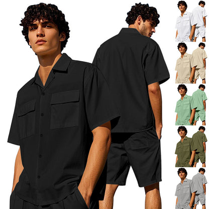 Homme décontracté ensemble chemise à manches courtes et shorts Chic und Stil