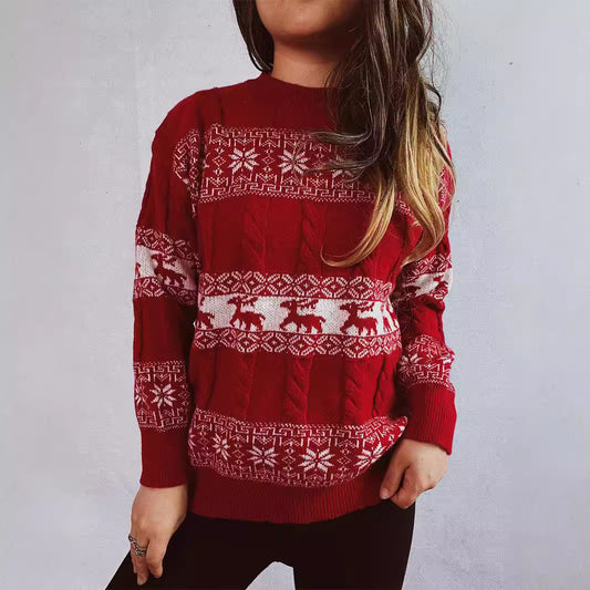 Pull en tricot pour femmes avec motif de renne festif et motif en losange Chic und Stil