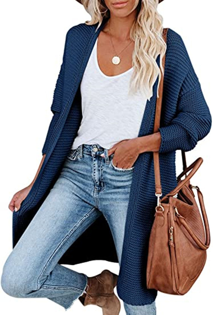 Dames gros tricot cardigan avec des ouvertures à l'avant et des poches pratiques Chic und Stil