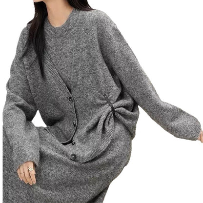 Robe en tricot pour femmes avec patte de boutonnage décontractée Chic und Stil