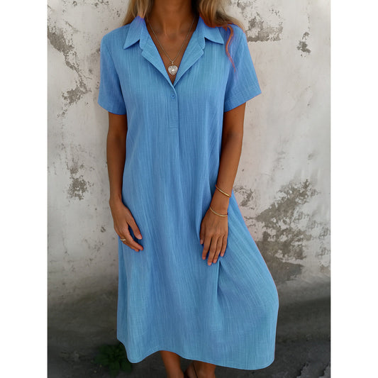 Robe chemise décontractée pour femmes à manches courtes et détails de boutons Chic und Stil