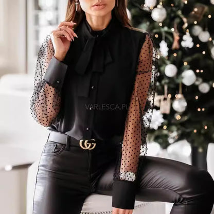 Dames élégante blouse à manches transparentes Chic und Stil