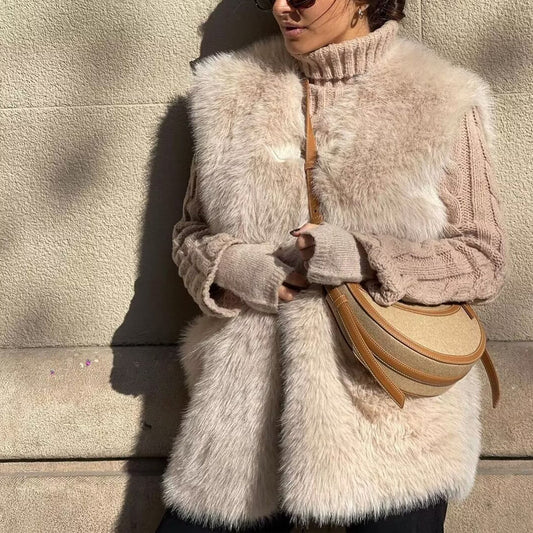 Dames gilet en fausse fourrure Chic und Stil