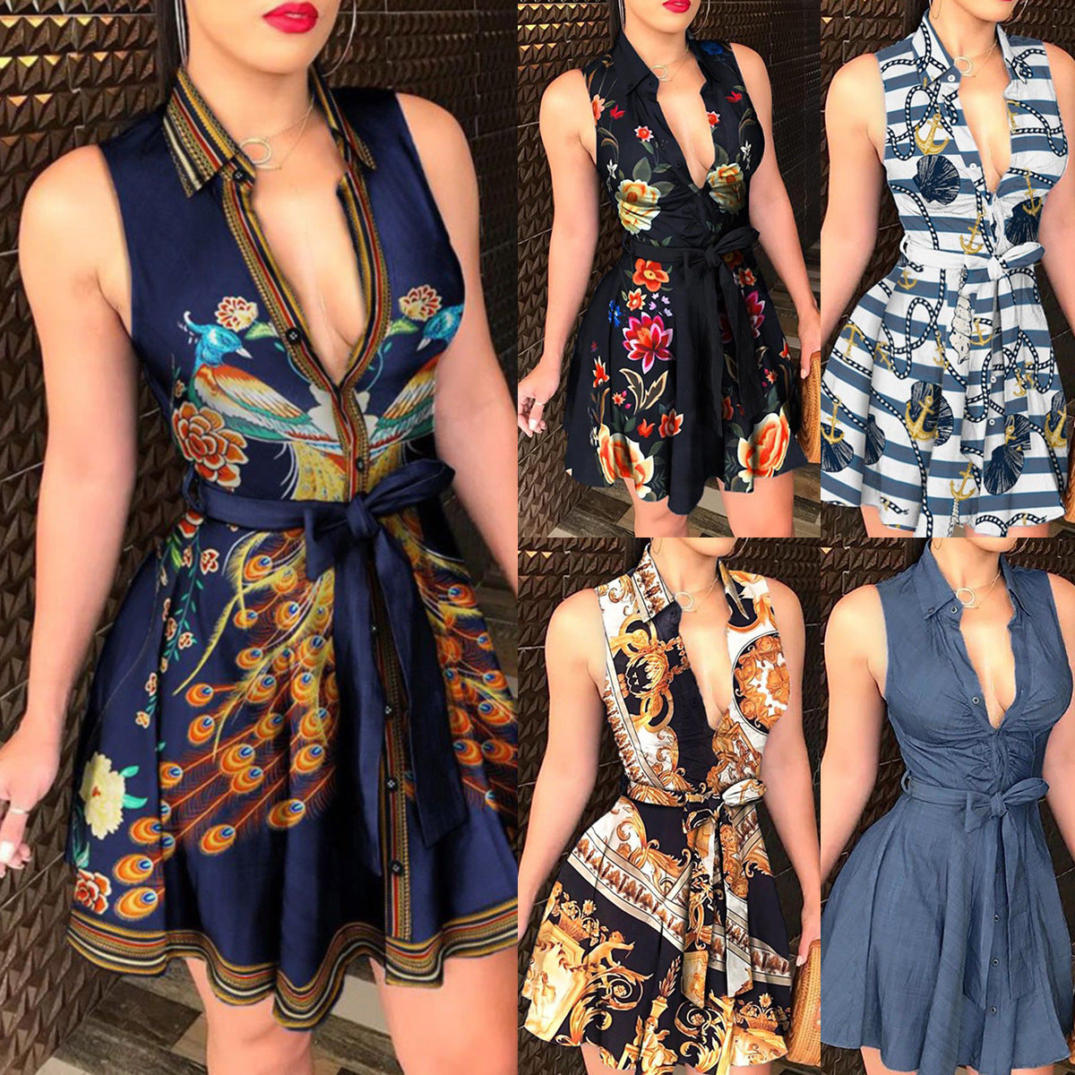 Dames Robe chemise mini stylée Chic und Stil