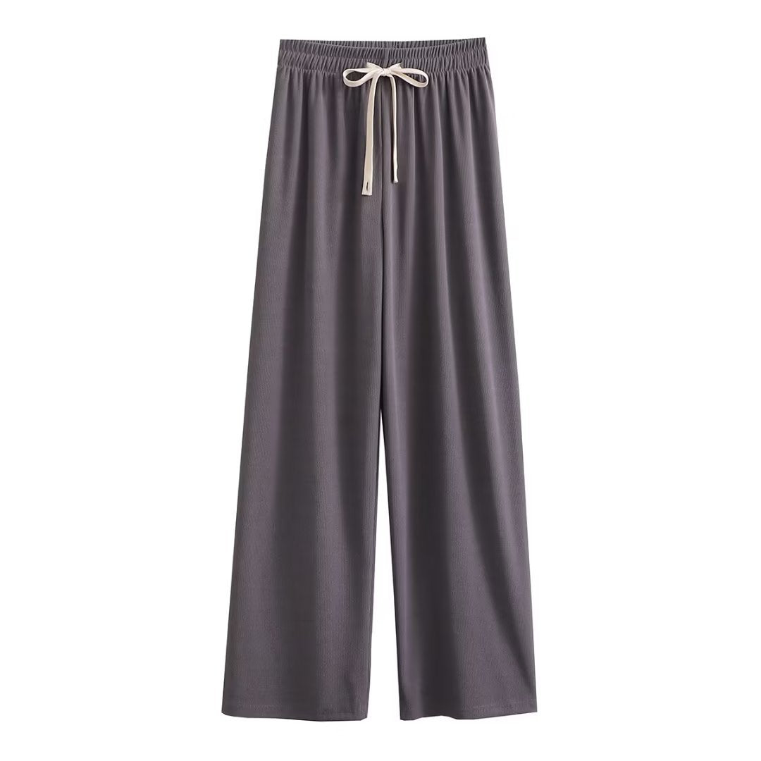 Wide palazzo pants for ladies with elastic waistband and decorative cord Chic und Stil