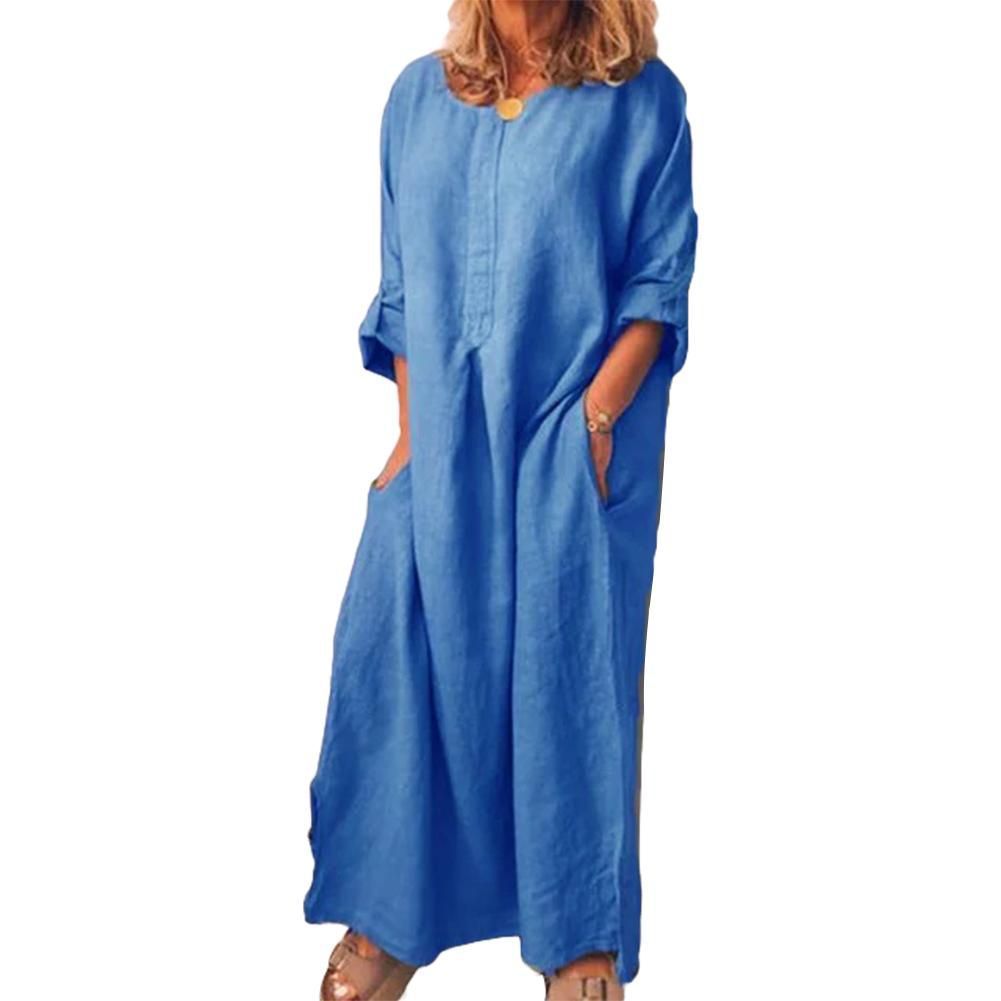 Robe décontractée en lin pour femmes avec poches pratiques et détails de boutons élégants Chic und Stil