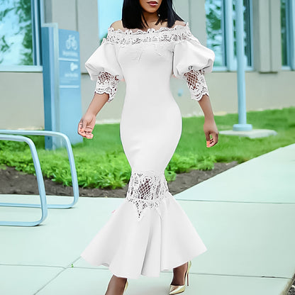 Dames Élégant Robe Fourreau avec Manches en Dentelle Chic und Stil