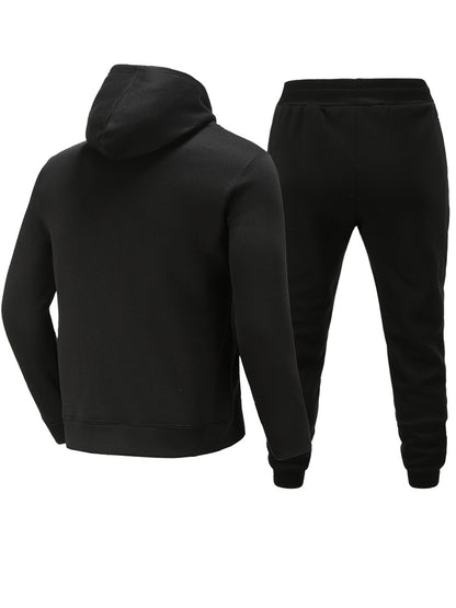 Men's Hoodie and Jogging Pants Set with Modern Chic Gradient Print