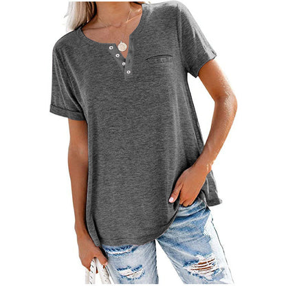 T-shirt pour femmes de haute qualité avec détail de bouton et coupe décontractée Chic und Stil