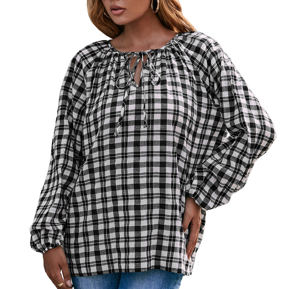 Chemisier pour femme avec motif à carreaux et détail de nœud Chic und Stil