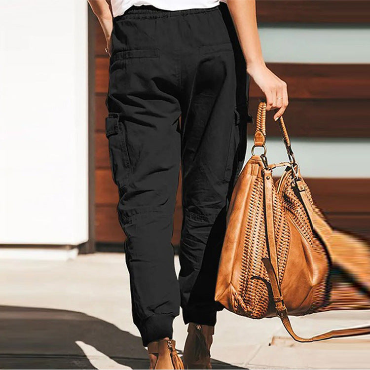 Pantalon cargo pour femme avec taille élastique et poches pratiques Chic und Stil
