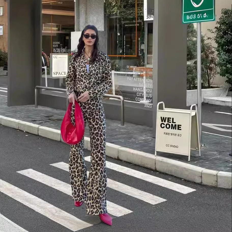 Chic and Style Women's Wide Leg Leopard Print Pants