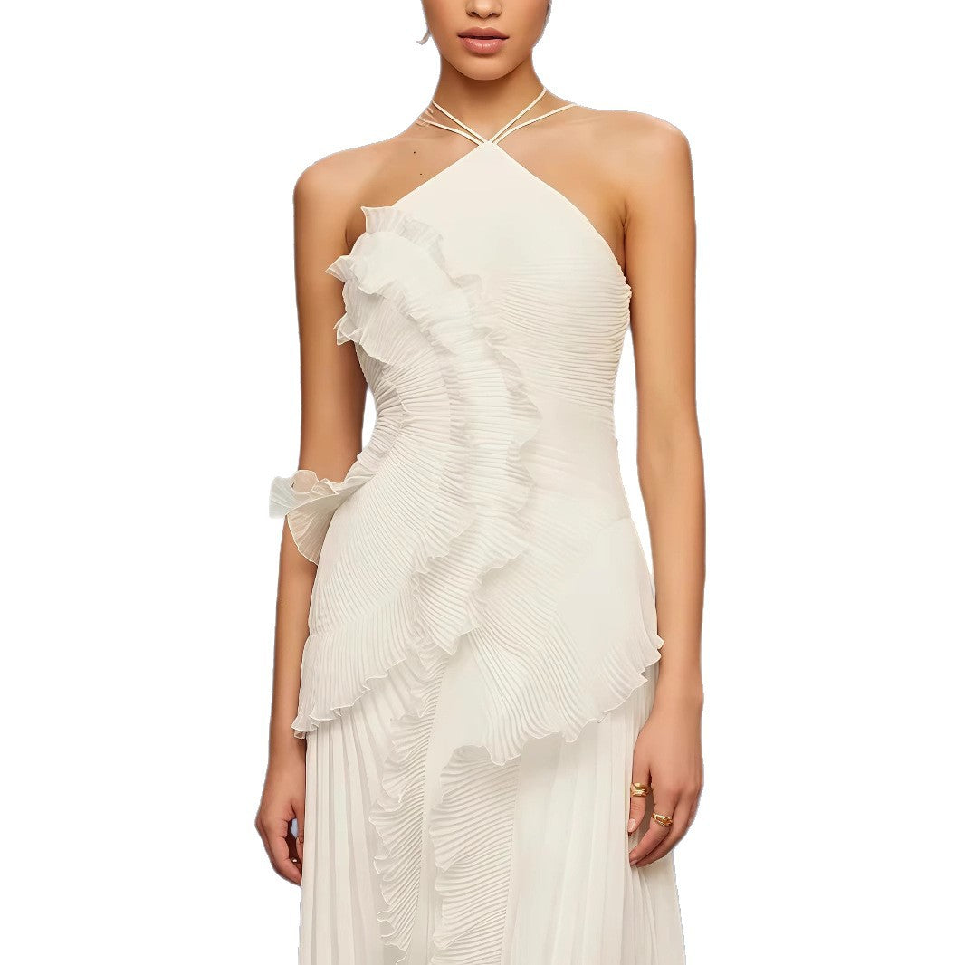 Robe portefeuille élégante pour femmes avec volants plissés et ourlet asymétrique Chic und Stil