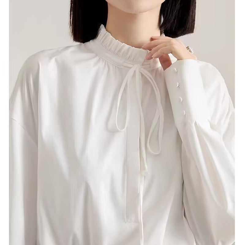 Blouse Élegante Haute Col Femme Chic und Stil