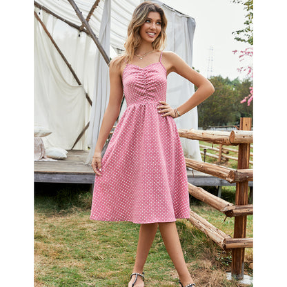 Robe midi pour femmes avec des détails en volants et des pois Chic und Stil