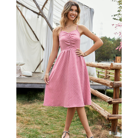 Robe midi pour femmes avec des détails en volants et des pois Chic und Stil