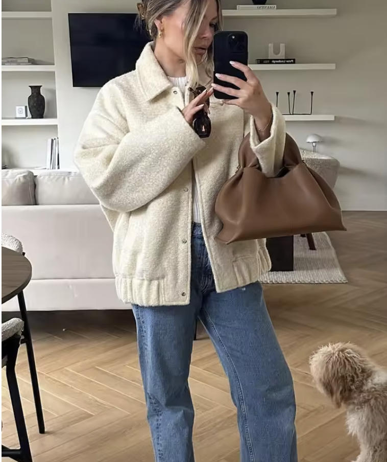 Dames confortable veste oversize en matériau teddy de haute qualité Chic und Stil