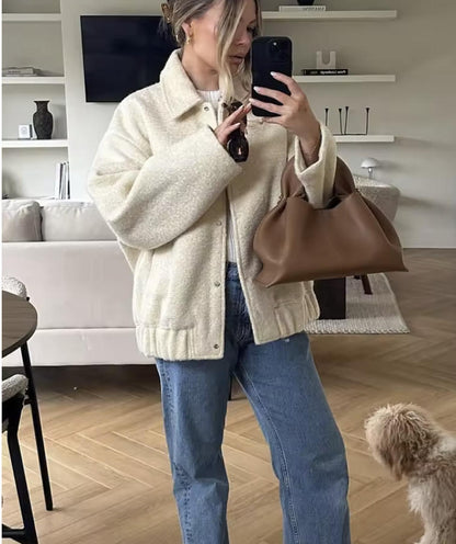 Dames confortable veste oversize en matériau teddy de haute qualité Chic und Stil