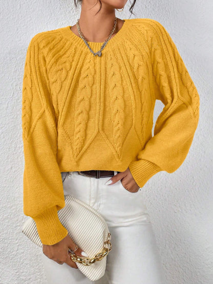 Pull en tricot pour femmes avec motif en torsades et manches larges Chic und Stil