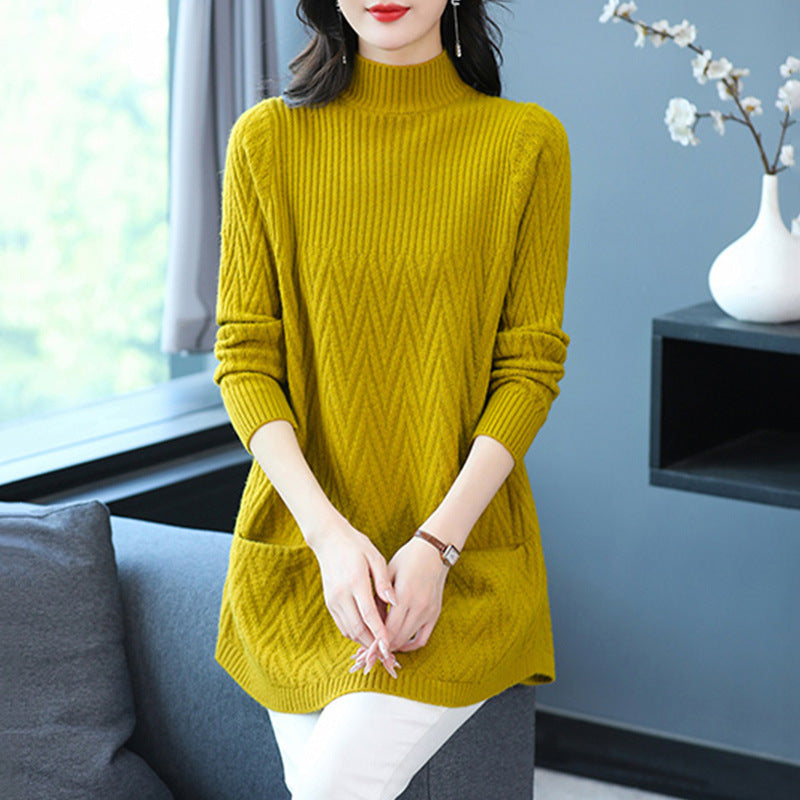 Pull en tricot pour femmes avec motif en zigzag et poches pratiques Chic und Stil