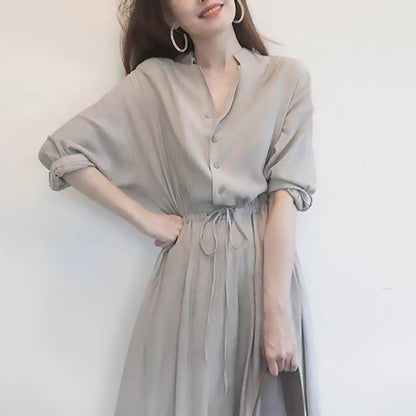 Robe midi boutonnée décontractée pour femme Chic und Stil