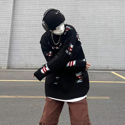 Urban knit pullover for women with unique ribbed details and a chic worn design