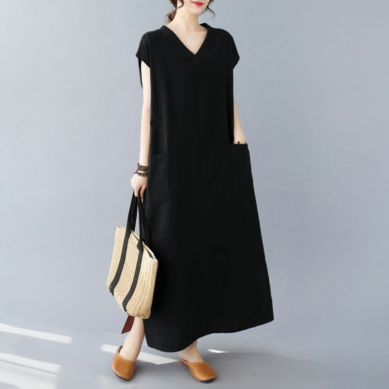 Dames grande taille poche maxi robe Chic und Stil