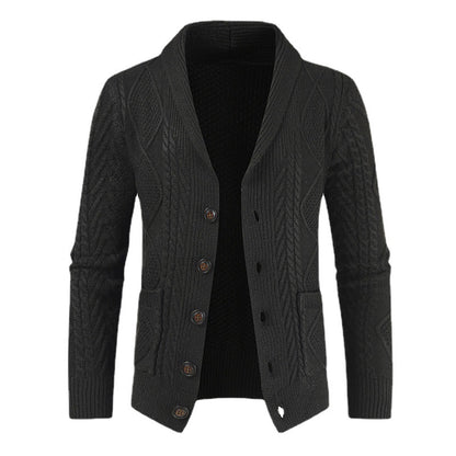 Men's knit jacket with a modern twisted pattern and elegant shawl collar Chic und Stil
