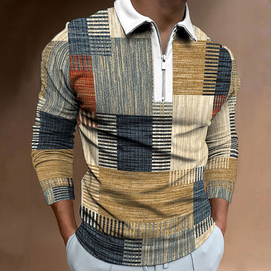 Men's polo with zipper, trendy and unique graphic design Chic and Style