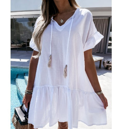 Robe d'été à volants pour femmes avec cordon de serrage Chic und Stil