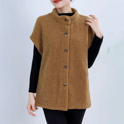 Dames Gilet Douillet avec Boutons et Col Montant Chic und Stil