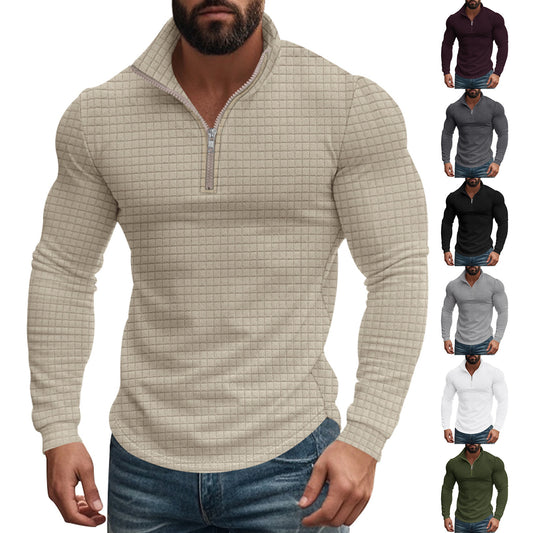 Men's midlayer pullover with high collar and textured design Chic and Style