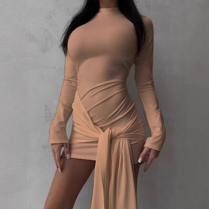 Robe portefeuille ajustée pour femmes à manches longues et drapée élégamment Chic und Stil