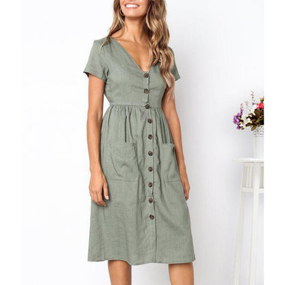 Robe A-ligne à boutons pour dames avec poches Chic und Stil