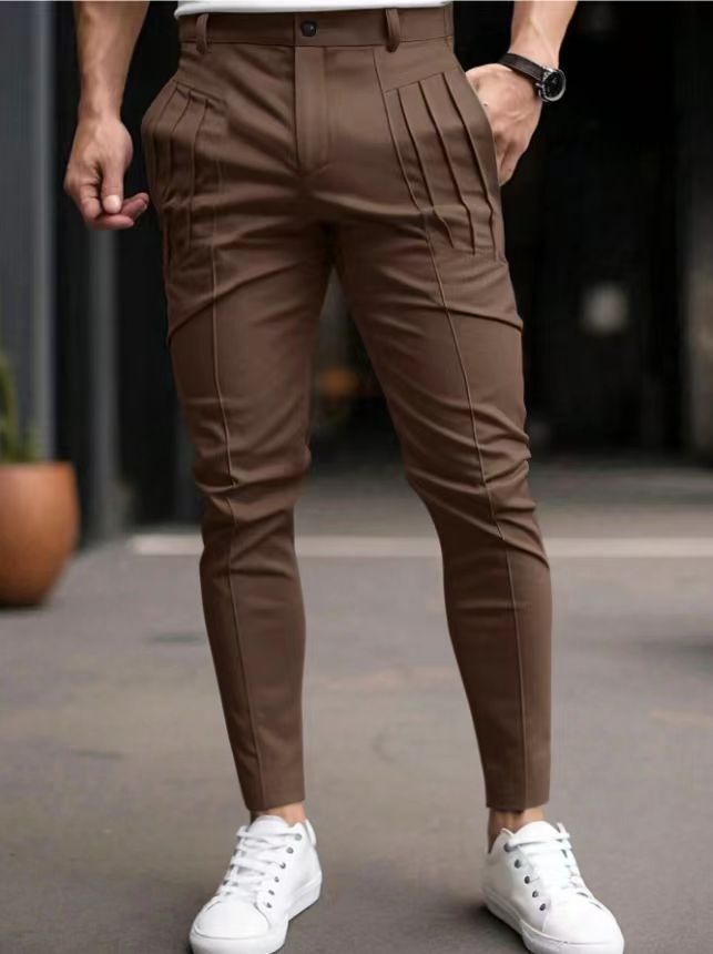 Fashion Slim-Fit Pants for Men with Pleats and Special Pockets Chic and Style