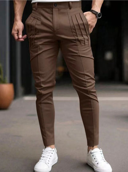Fashion Slim-Fit Pants for Men with Pleats and Special Pockets Chic and Style