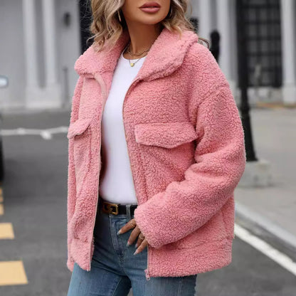 Dame veste douce avec grandes poches avant et fermeture éclair Chic und Stil