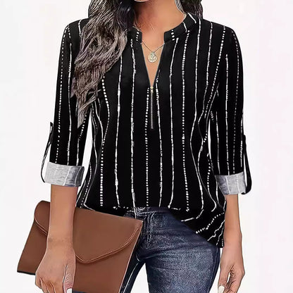 Chemisier pour dames avec fermeture éclair élégante et motif rayé moderne Chic und Stil