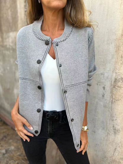 Dames Gilet ample en tricot avec boutons et coutures décoratives Chic und Stil
