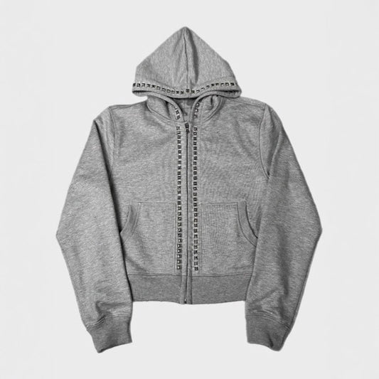 Dame hoodie avec des clous décoratifs et coupe droite Chic und Stil